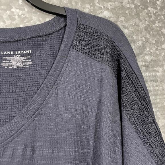 Lane Bryant Blue Plus Size Crochet Lace Shoulder Top - Size 26/28 - Textured - Picture 4 of 5